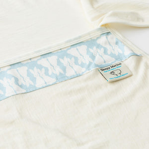 Cream merino baby wrap with fabric detail