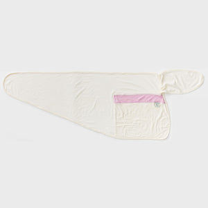 Cream merino baby wrap with pink detail